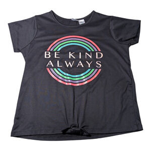 Extremely Me - Kid's Shirt - Size 14 - Be Kind Always Black  -Knotted Front